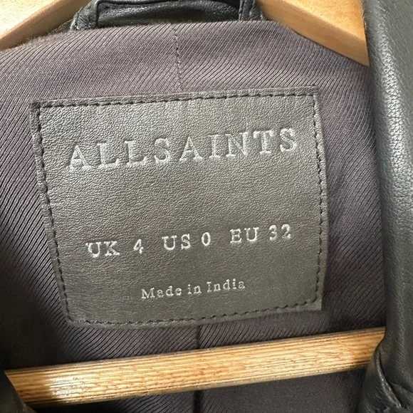 AllSaints Black Quilted Leather Moto Jacket - Picture 3 of 6